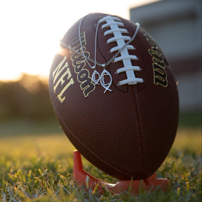 Ichthys Christian Football Necklace | All In Faith Jewelry Ichthys Football Pendant Made In Sterling Silver With Chain