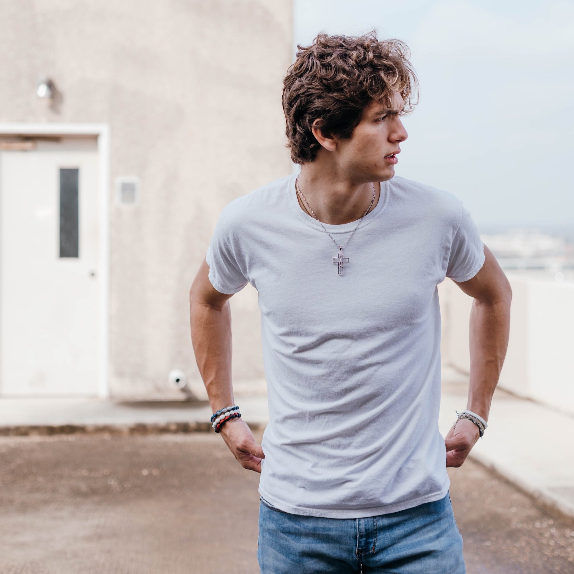 Christian Football Cross Necklace In Silver | All In Faith Gridiron Football Cross Pendant