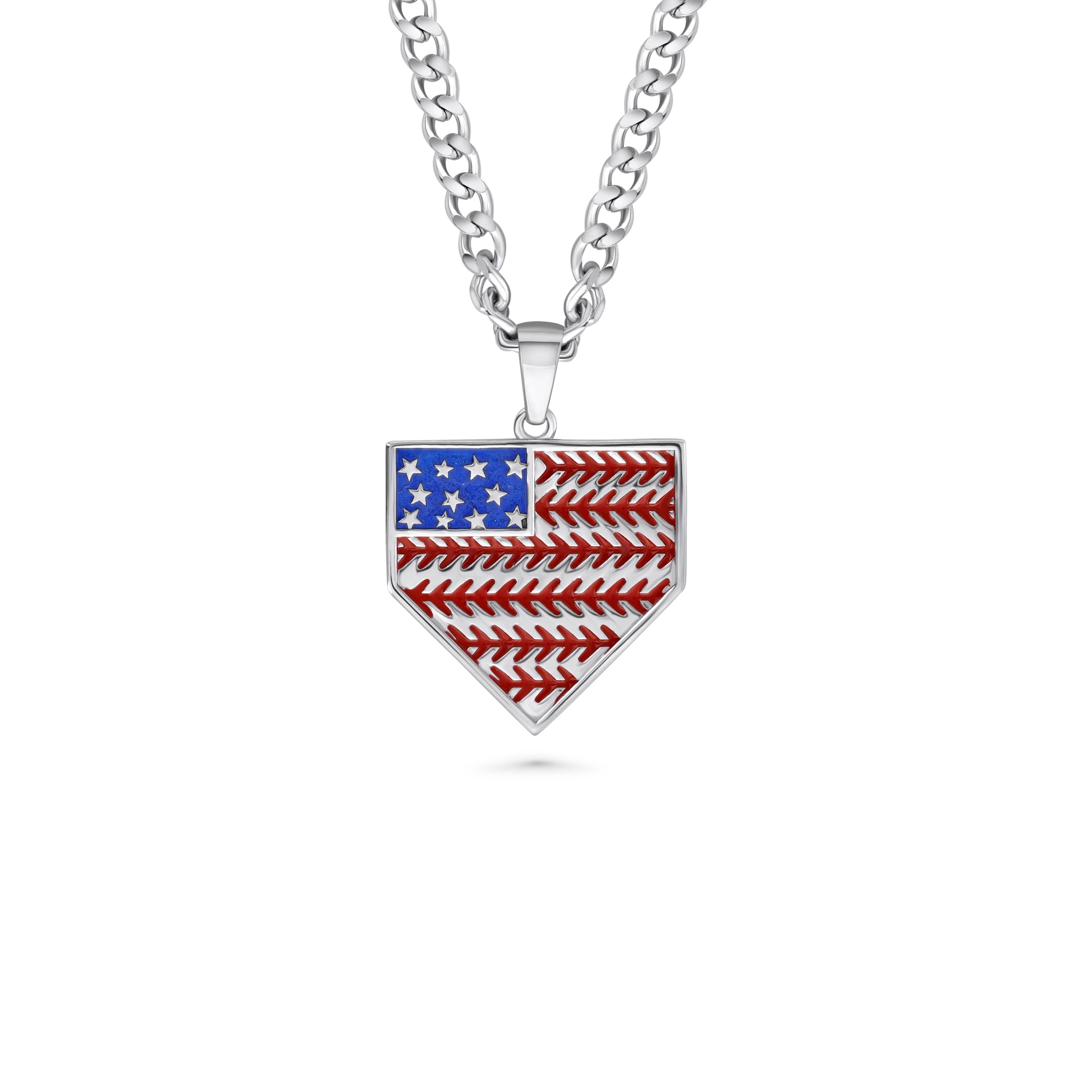 American Flag Baseball Home Plate Necklace