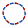 All In Faith Americano Iced Out Baseball Bead Necklace with sparkling red, white and blue beads
