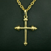 Athlete's Cross | Weightlifting Necklace | Barbell Necklace | Yellow Gold