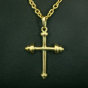 Athlete's Cross | Weightlifting Necklace | Barbell Necklace | Yellow Gold