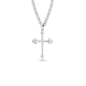Athlete's Cross | Weightlifting Necklace | Barbell Necklace | White Gold
