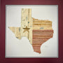 Texas State Original Artwork - made from used baseballs, handcrafted artwork featuring Texas shape design and vintage baseball materials.