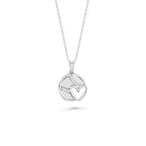 Softball Heart Stainless Necklace Steel