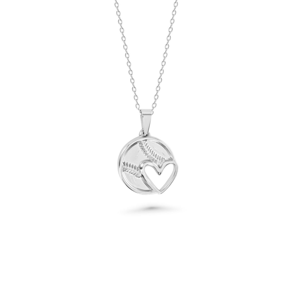 Baseball Heart Necklace Pendant Stainless Steel Silver | Baseball Necklace | Baseball Jewelry