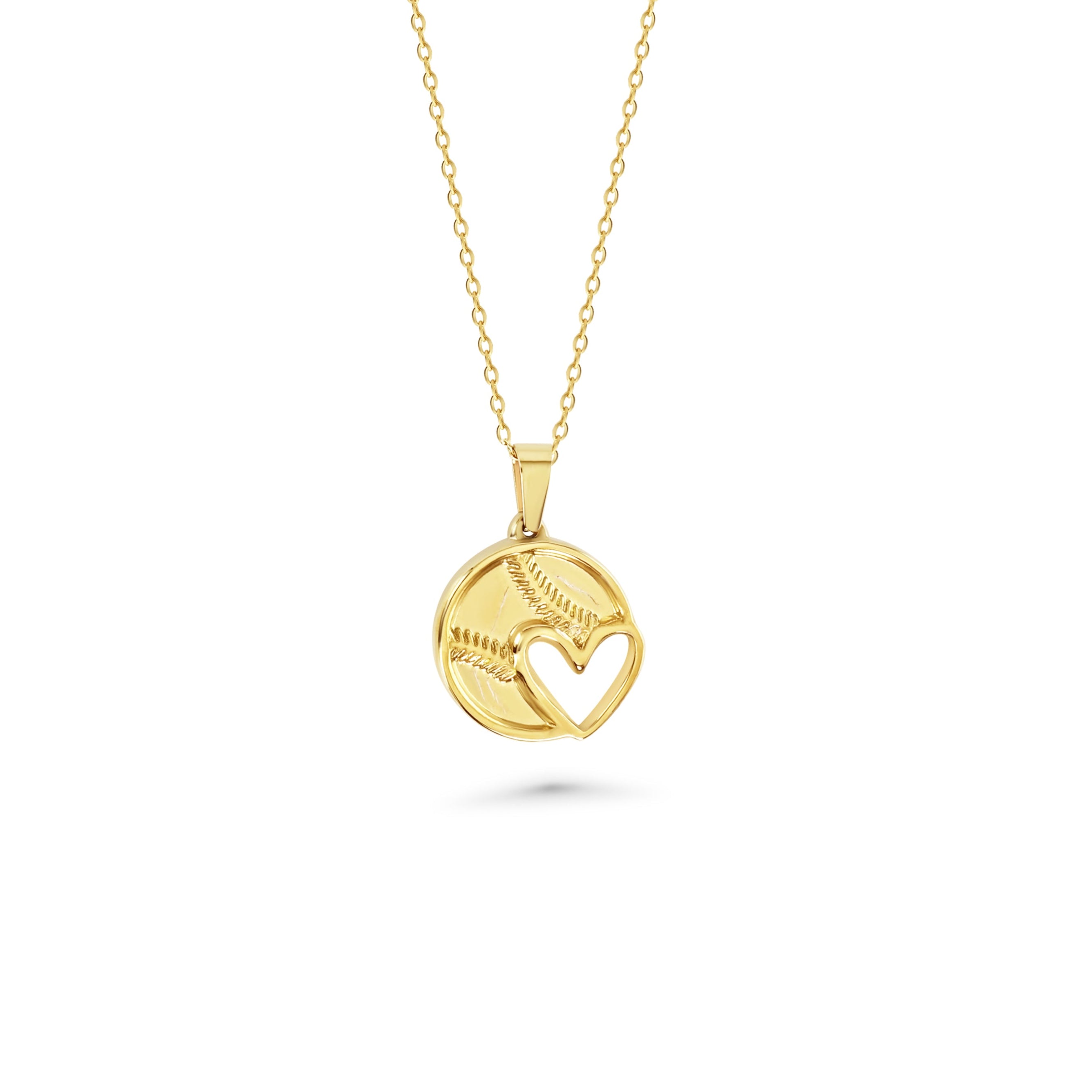 Softball Heart Necklace - Gold