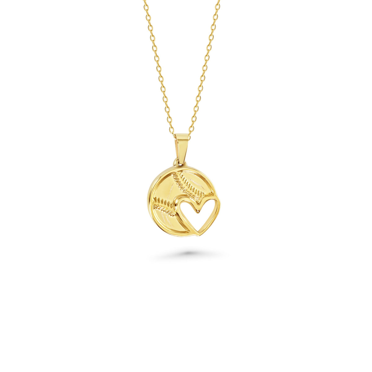 Baseball Heart Necklace Pendant Stainless Steel Gold | Baseball Necklace | Baseball Jewelry
