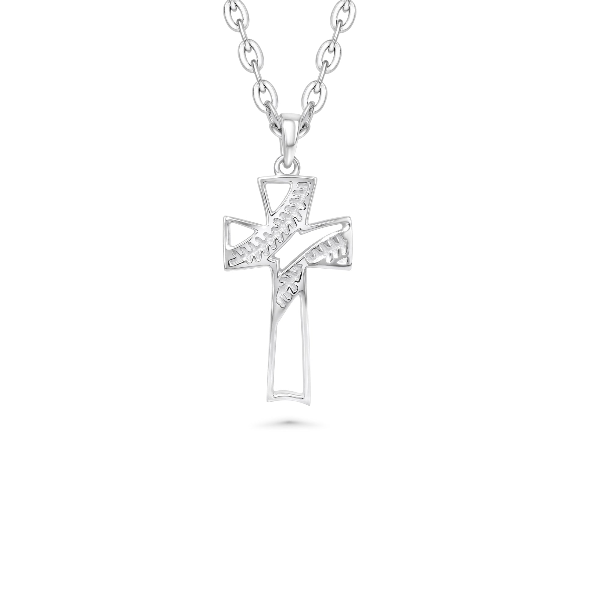 Open Stitch Baseball Cross Necklace | Sterling Silver