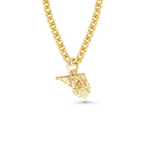 Basketball Net Necklace w/ Dangle Cross Pendant | Gold