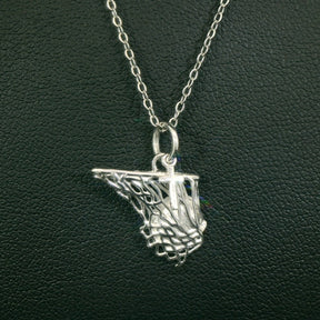 Basketball Net Necklace w/ Dangle Cross Pendant | Gold