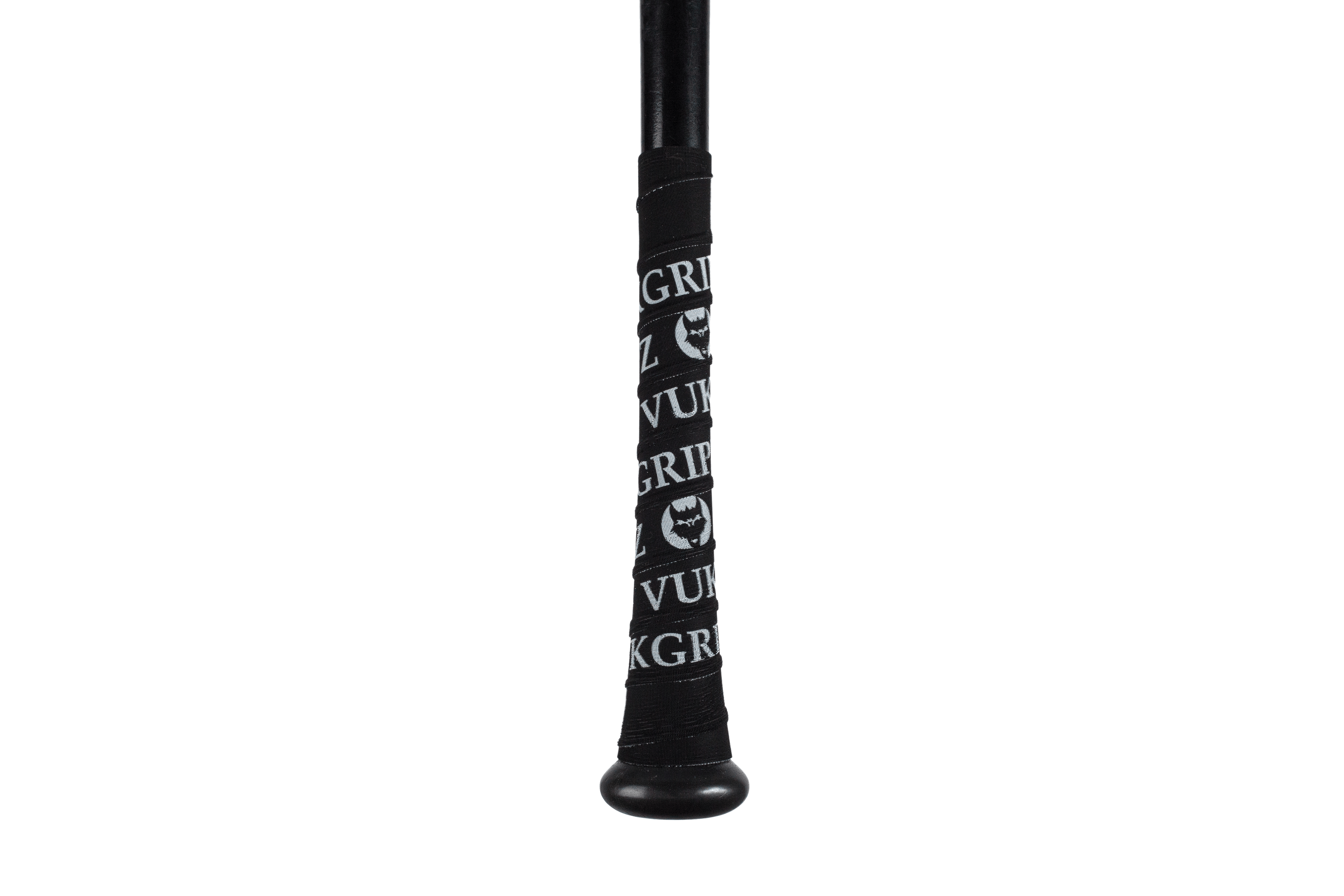 Black Bat Grip Tape with White Designs on a baseball bat.