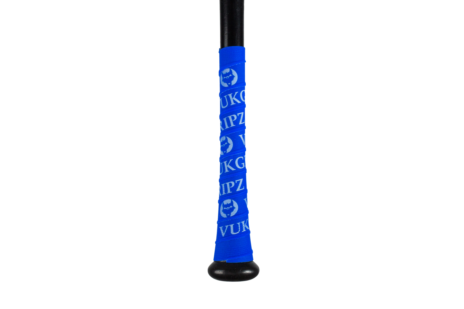 Blue Bat Grip Tape with White featuring a cool blue design on a bat handle for optimum grip and performance.