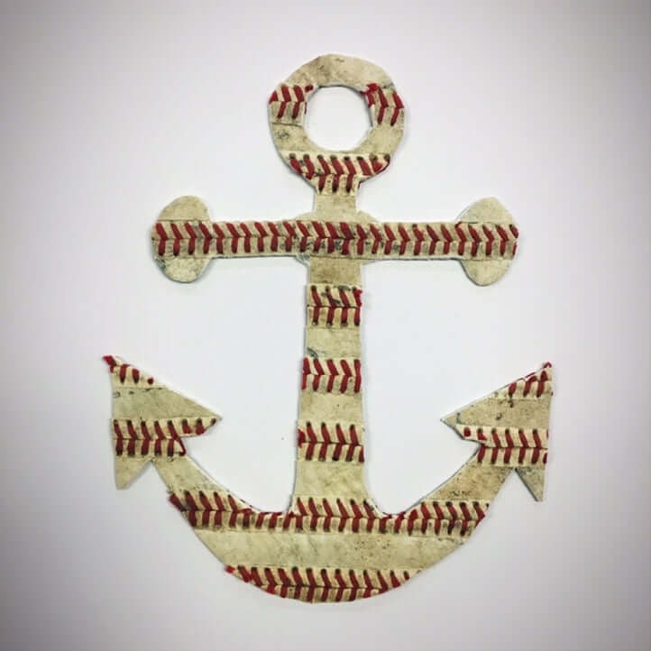 The Anchor Original Artwork - Made from Actual Used Baseballs, featuring a unique anchor design with baseball stitching.