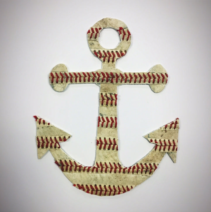 The Anchor Original Artwork - Made from Actual Used Baseballs, featuring a unique anchor design with baseball stitching.
