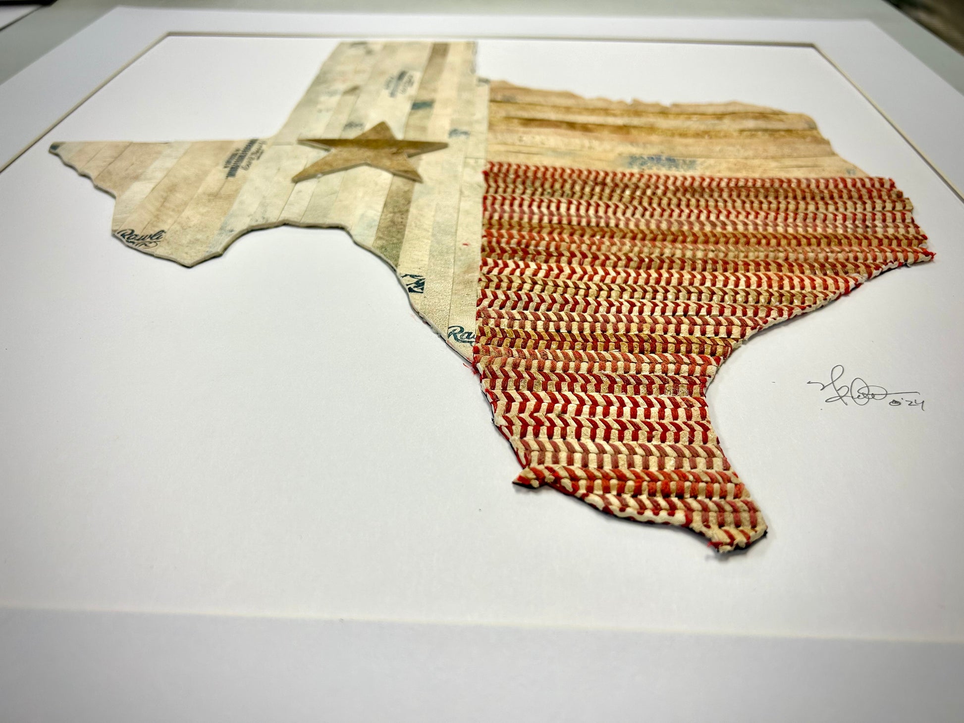 Texas State Original Artwork - made from used baseballs featuring Texas map design.