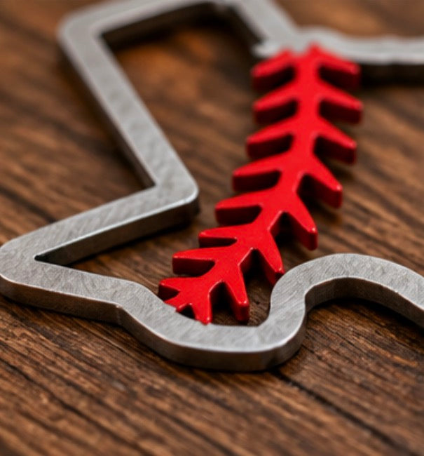 The Baseball Seams Company Texas Baseball Christmas Ornament laser cut from steel, product view
