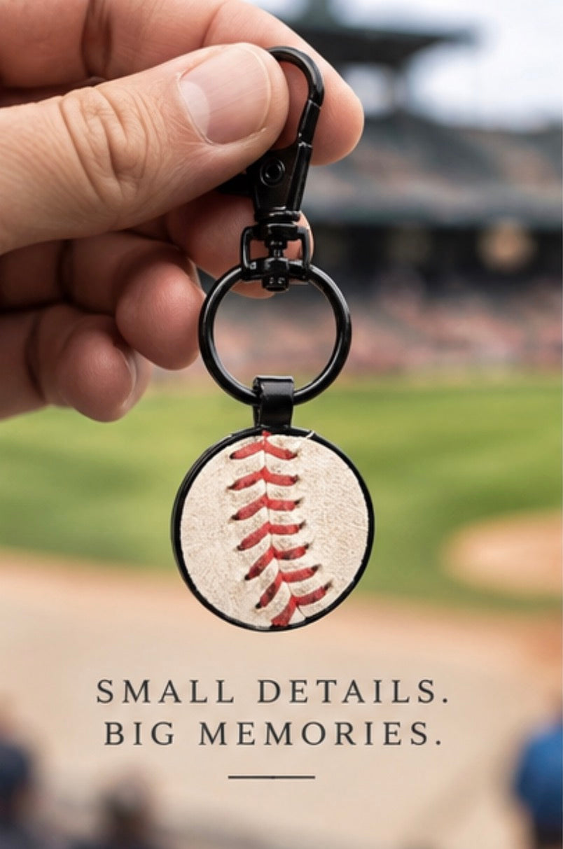 The Baseball Seams Company Black Baseball Seam Keychain, product detail view