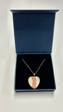 Baseball Seam Gold Heart Pendant Necklace