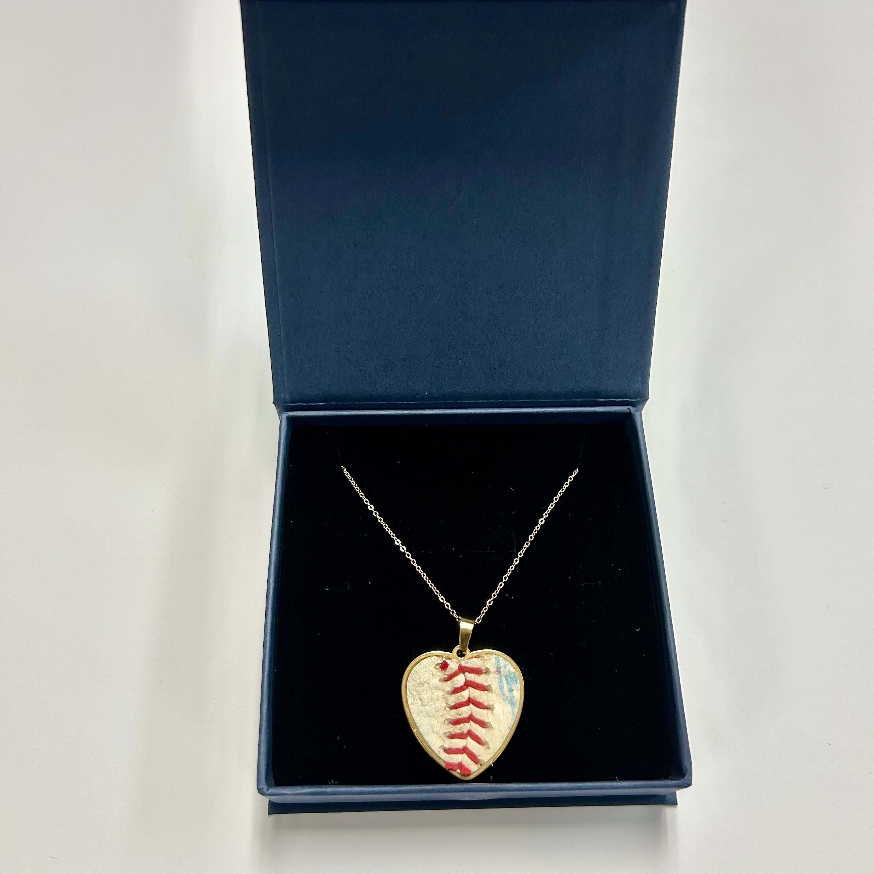 Baseball Seam Gold Heart Pendant Necklace