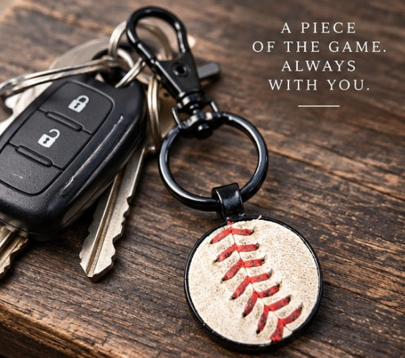 The Baseball Seams Company Black Baseball Seam Keychain, product detail view