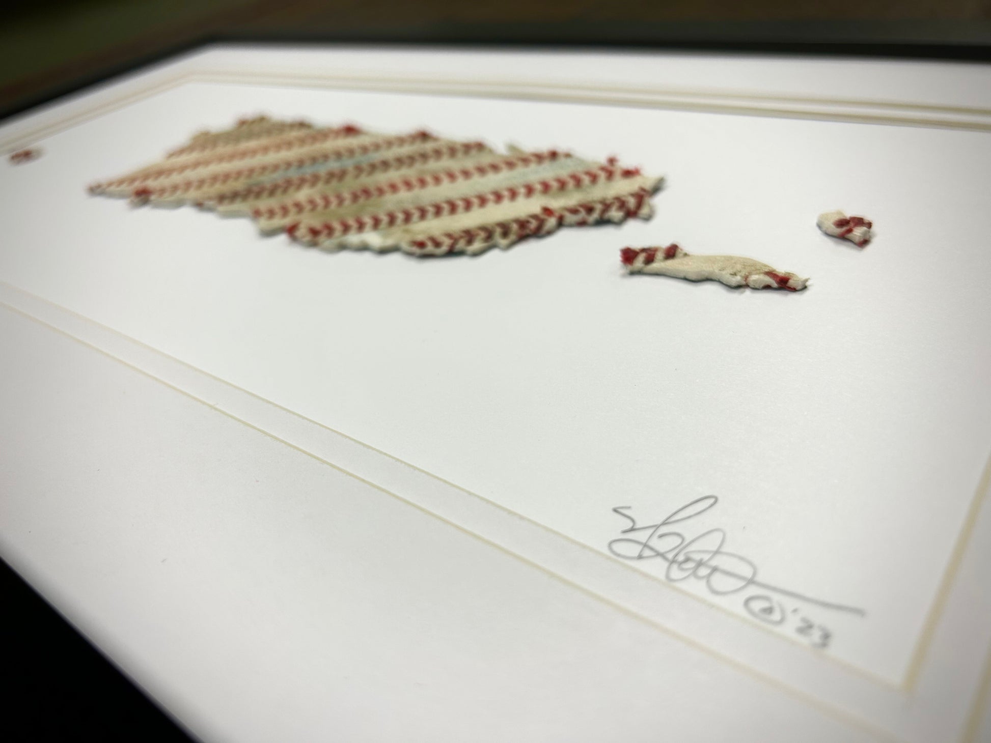 Puerto Rico Original Artwork - made from actual used baseballs, handcrafted map by artist Nathan Rueckert.