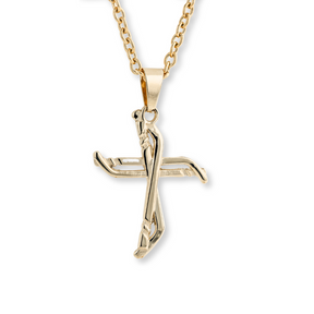 Gold Hockey Cross Necklace