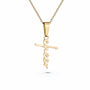 Gold Cheer Cross Necklace - Gold necklace with a unique pendant on a white background
