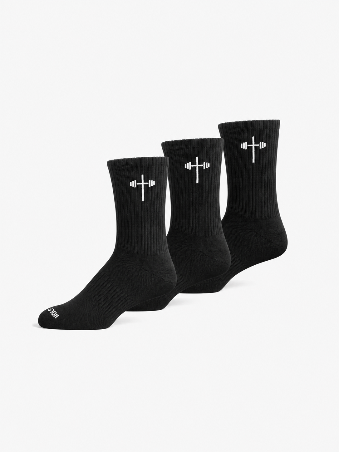 HolStrength black Crew Socks three-pack product view