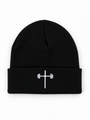 HolStrength black beanie with cross and barbell logo