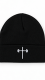 HolStrength black beanie with cross and barbell logo