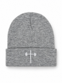 HolStrength heather grey beanie with cross and barbell logo