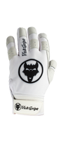 VukGripz Howler White Batting Gloves featuring breathable design and padded palms for superior grip and performance.