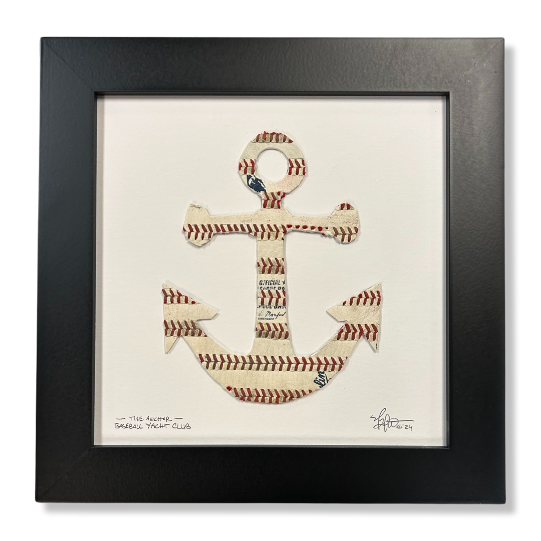 The Anchor Original Artwork - Made from Actual Used Baseballs, featuring a unique anchor design crafted from used baseballs.