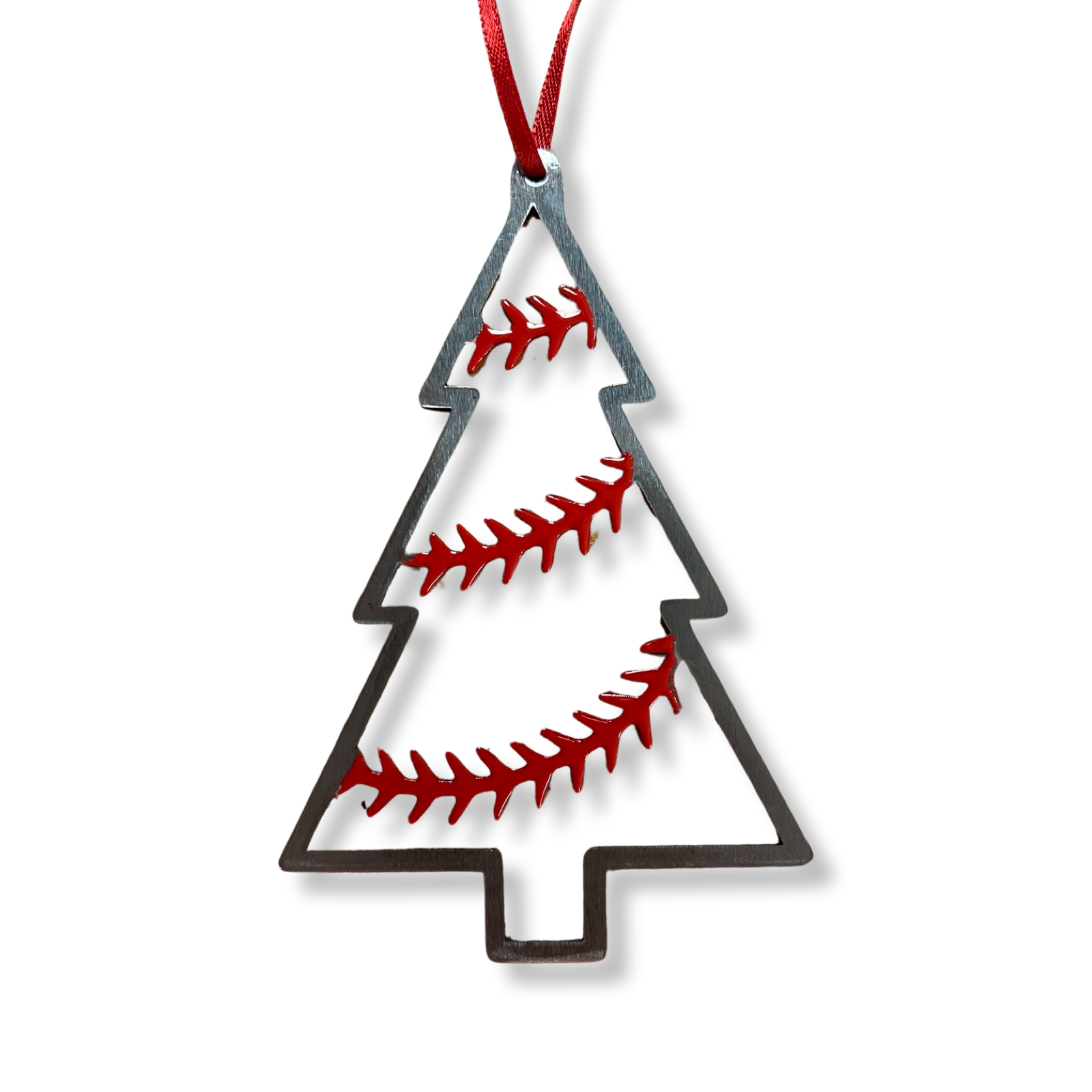 Baseball Ornament - Baseball Stitches Inside Christmas Tree “STEEL UNITED" Christmas Ornament