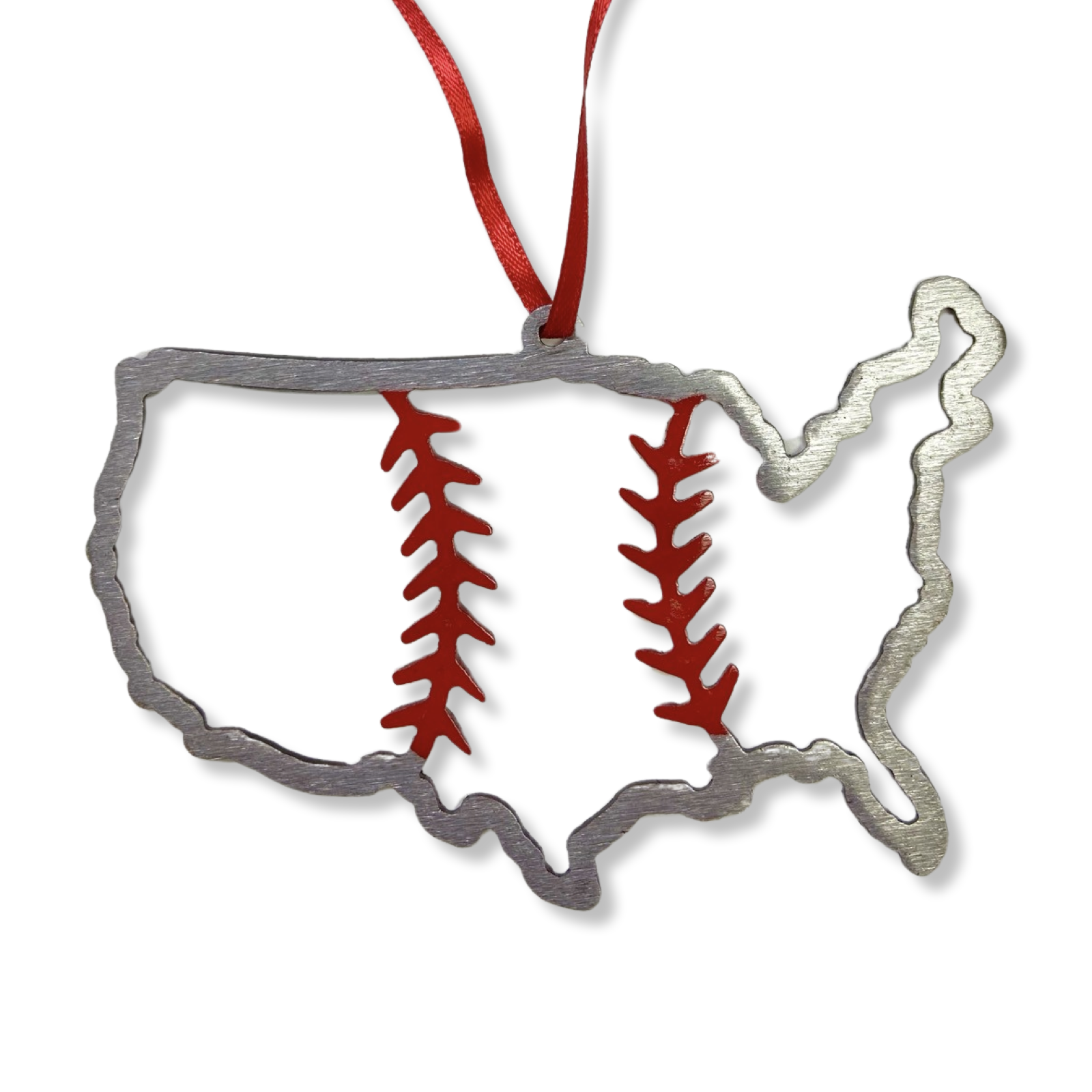 Baseball Ornament - Baseball Stitches Inside USA “STEEL UNITED" Christmas Ornament