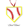 "STEEL HOME" Softball Christmas Ornament featuring a yellow outline and red stitching.