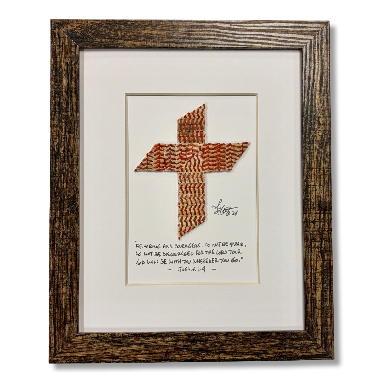 The Baseball Cross - Original Artwork Made from Actual Used Baseballs framed artwork with inspirational quote.