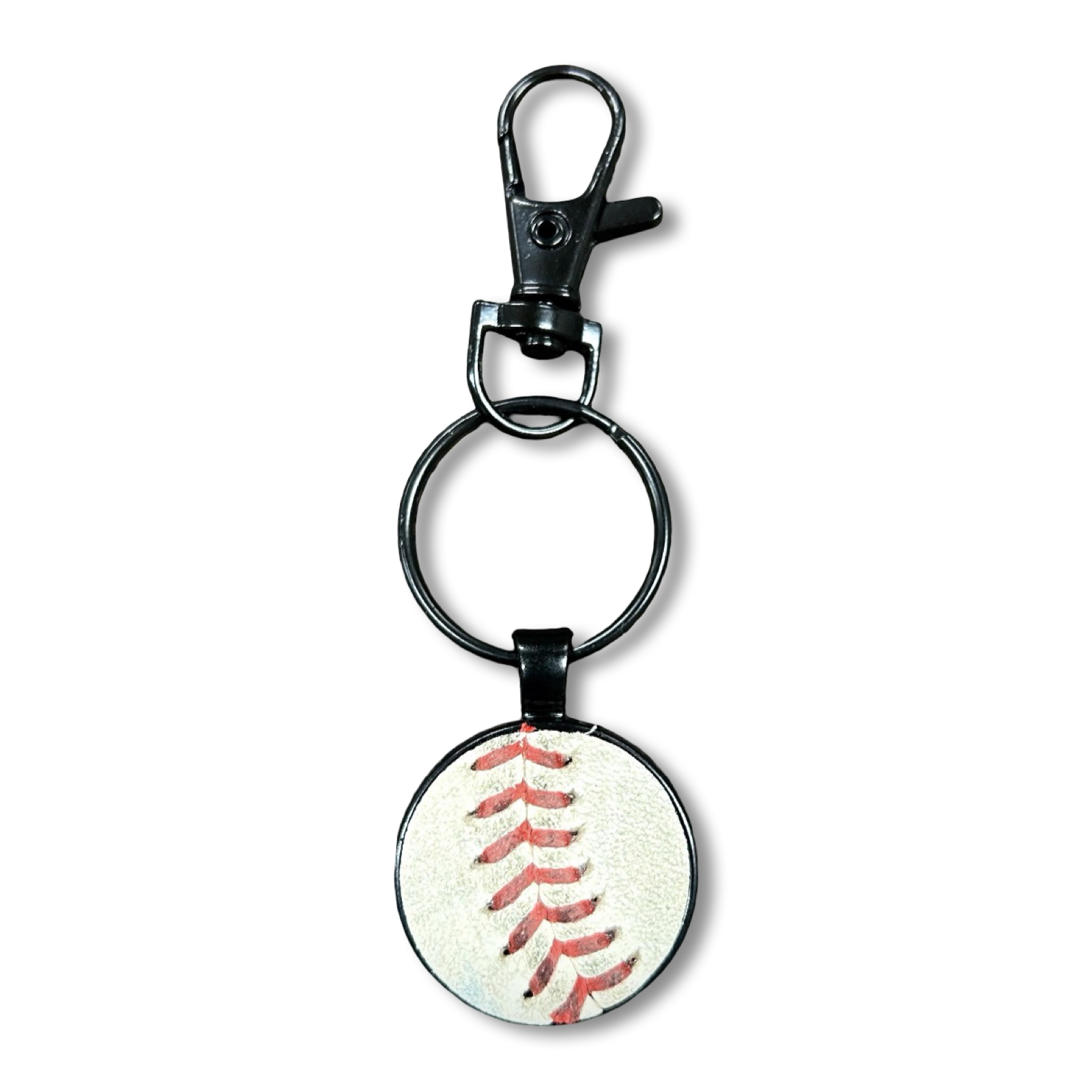 Black Baseball Seam Keychain