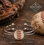The Baseball Seams Company Baseball Seam Silver Bangle Bracelet, product detail view