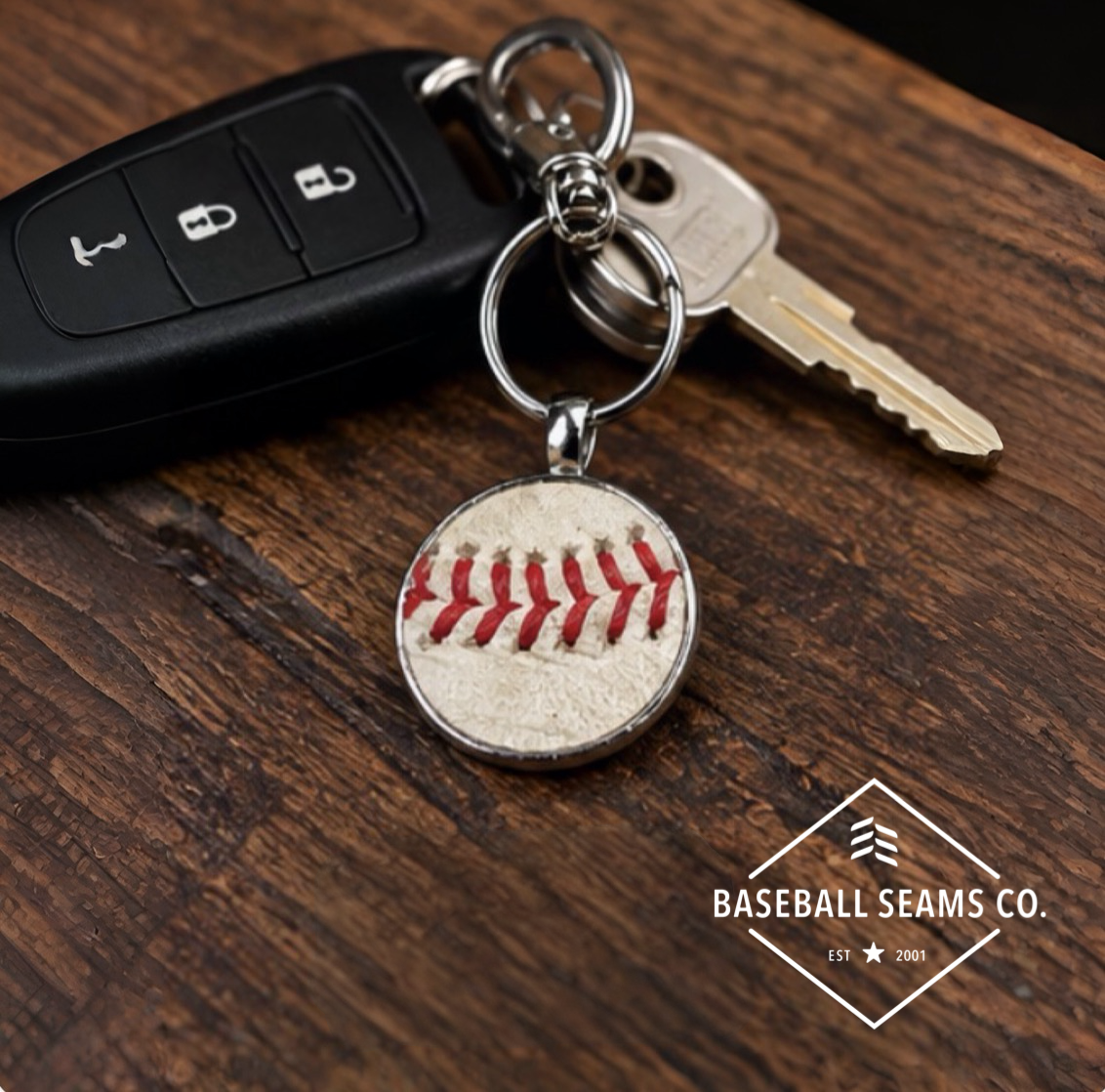 Silver Baseball Seam Keychain
