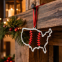 The Baseball Seams Company STEEL UNITED baseball Christmas ornament cut from steel, product view