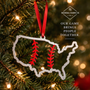 The Baseball Seams Company STEEL UNITED baseball Christmas ornament cut from steel, product view
