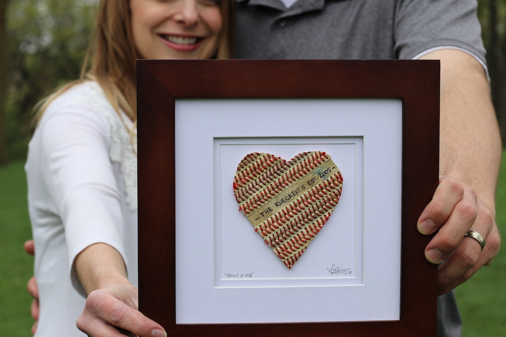 Baseball "Seams of Love" Custom Inscription Artwork