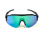 Diamond Krew Splash Black & Green Baseball Sunglasses | alternate view of black frame and lenses