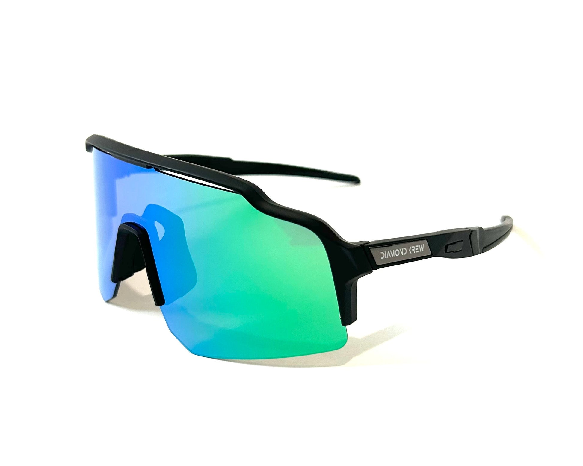 Diamond Krew Splash Black & Green Baseball Sunglasses | black frame product view