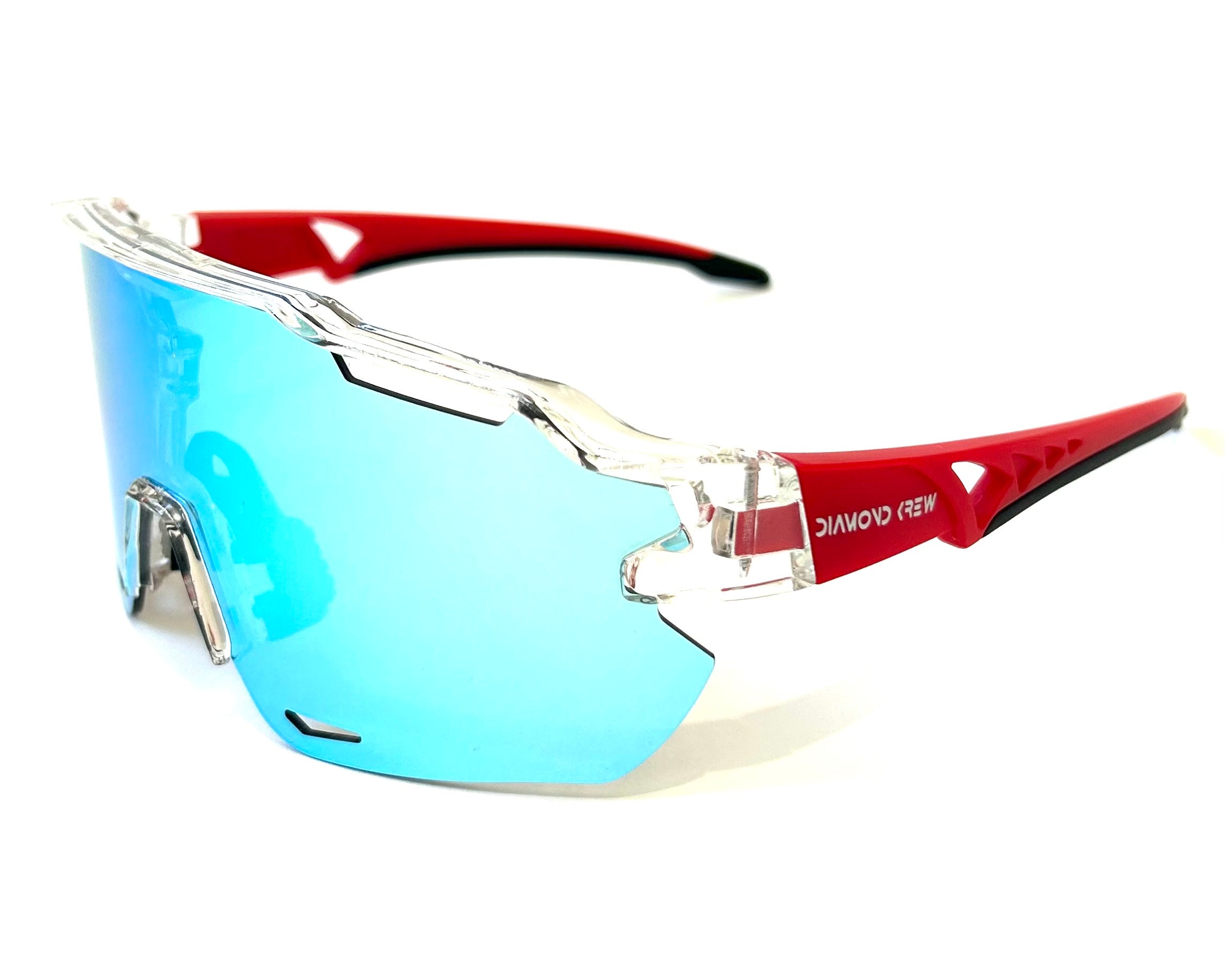 Diamond Krew Rocket Pop Baseball Sunglasses | red and clear frame product view