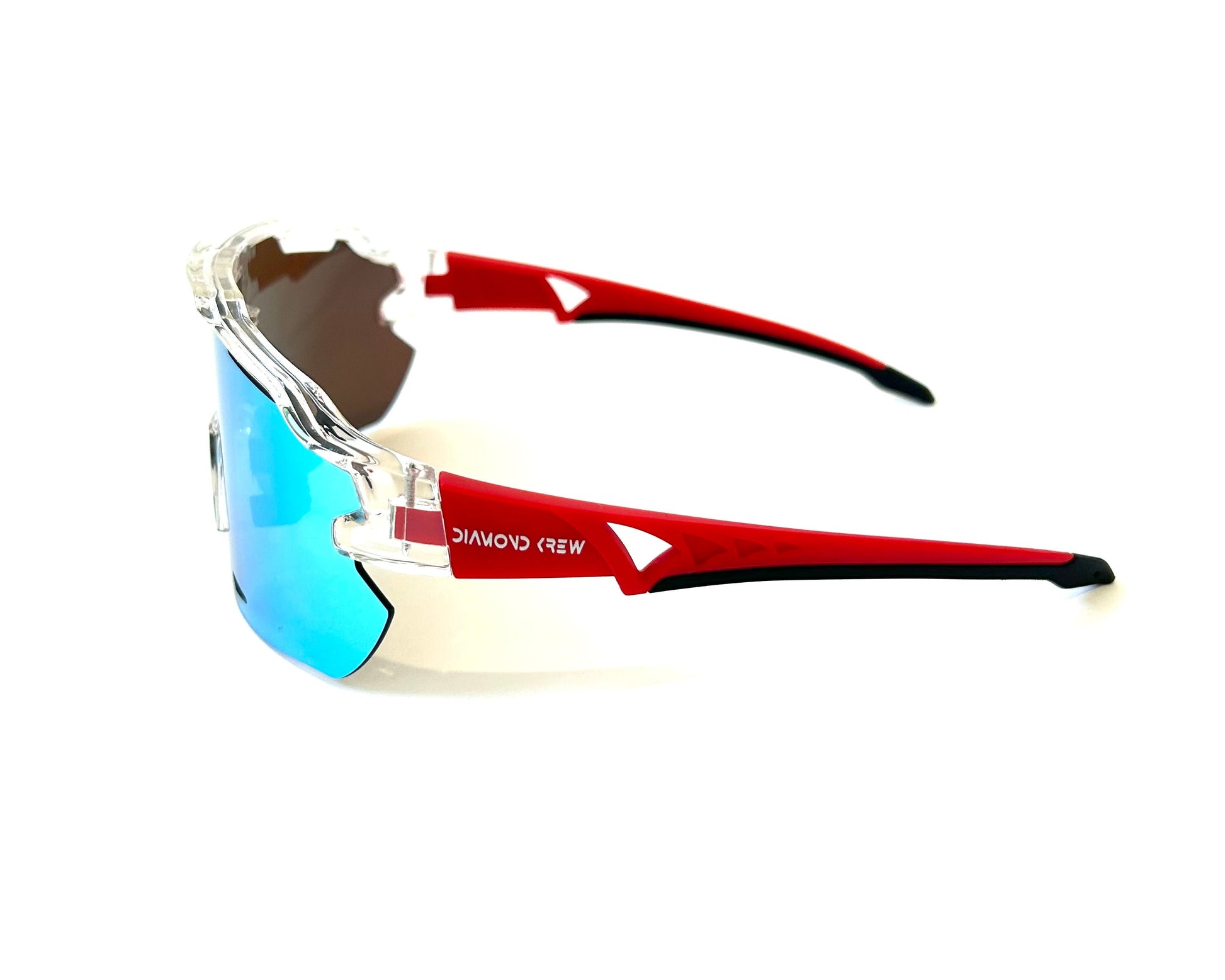 Diamond Krew Rocket Pop Baseball Sunglasses | red and clear frame and lens detail