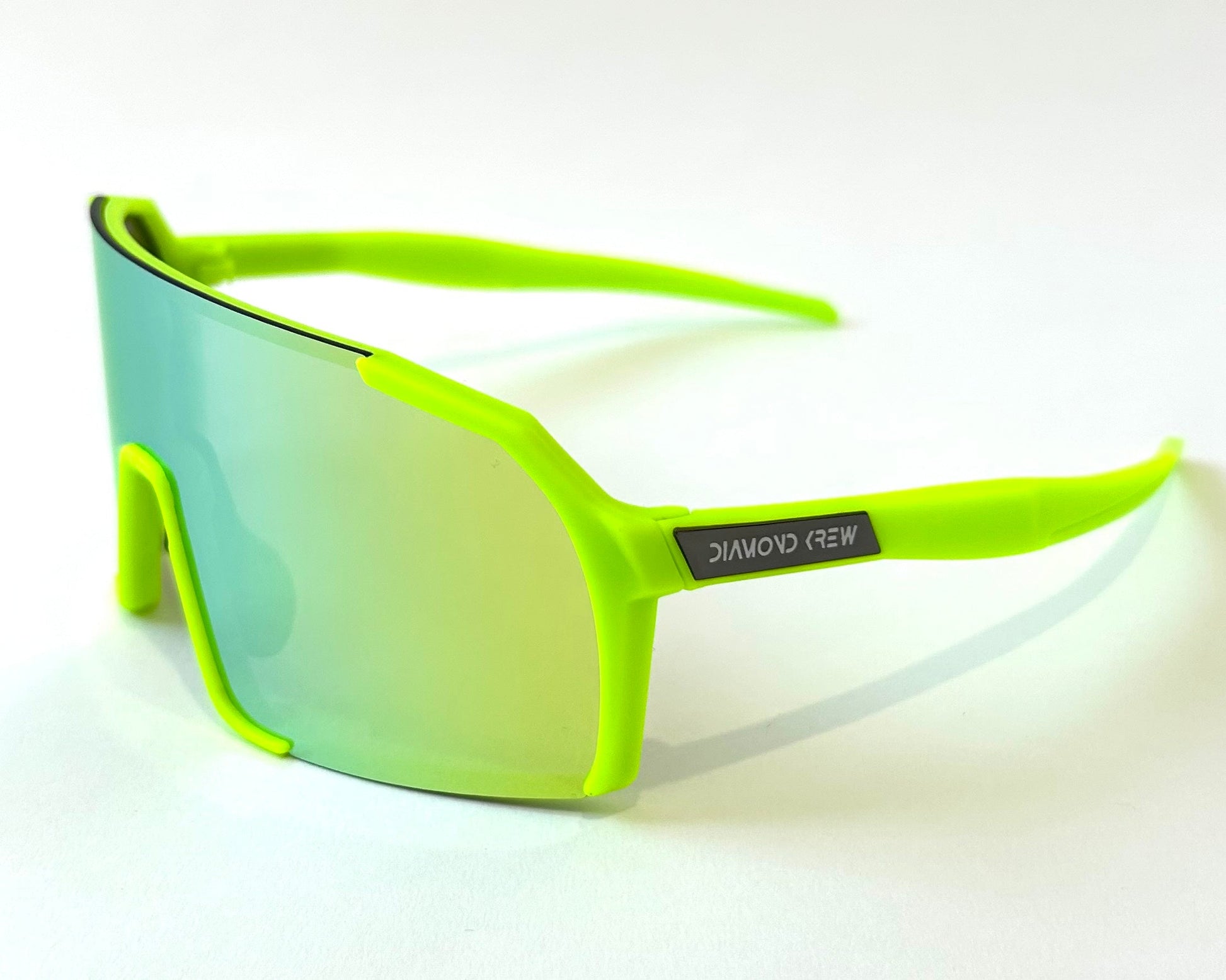 Diamond Krew Neon Green Youth Baseball Sunglasses | neon green frame product view