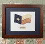 Texas State Flag Original Artwork featuring baseball materials and titled 'Deep in the Heart of Texas'.